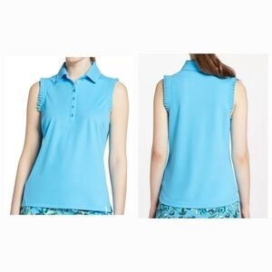 Lady Hagen Blue Oasis Ruffled Sleeveless Golf/Pickleball Polo Sz XXL NEW